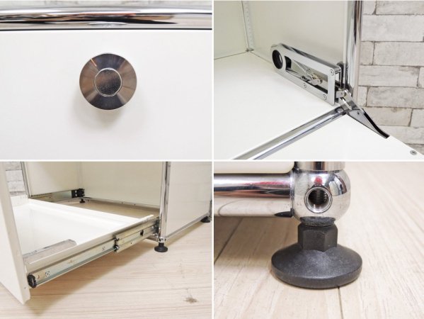 ユーエスエムモジュラーファニチャー USM Modular Furniture USMハラーシステム 1列2段 シェルフ キャビネット ドロップダウンドア ホワイト ●