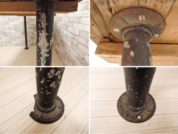 フランス ビンテージ 古材×アイアン カウンターテーブル ワークテーブル リメイク 店舗什器 JANTIQUES購入 ●