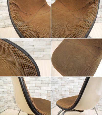 ハーマンミラー Herman Miller モダンファニチャーセールス サイドシェルチェア ビンテージ スタッキングベース ジラルド生地 ブラウン チャールズ&レイ イームズ ミッドセンチュリー ●