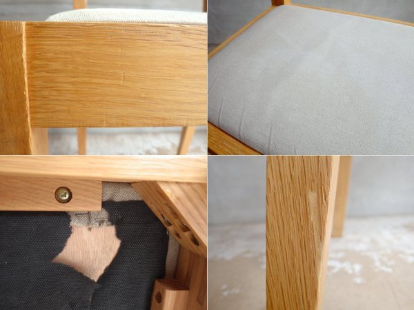 無印良品 MUJI オーク材 ファブリック ダイニングチェア 2脚セット 布座 ♪