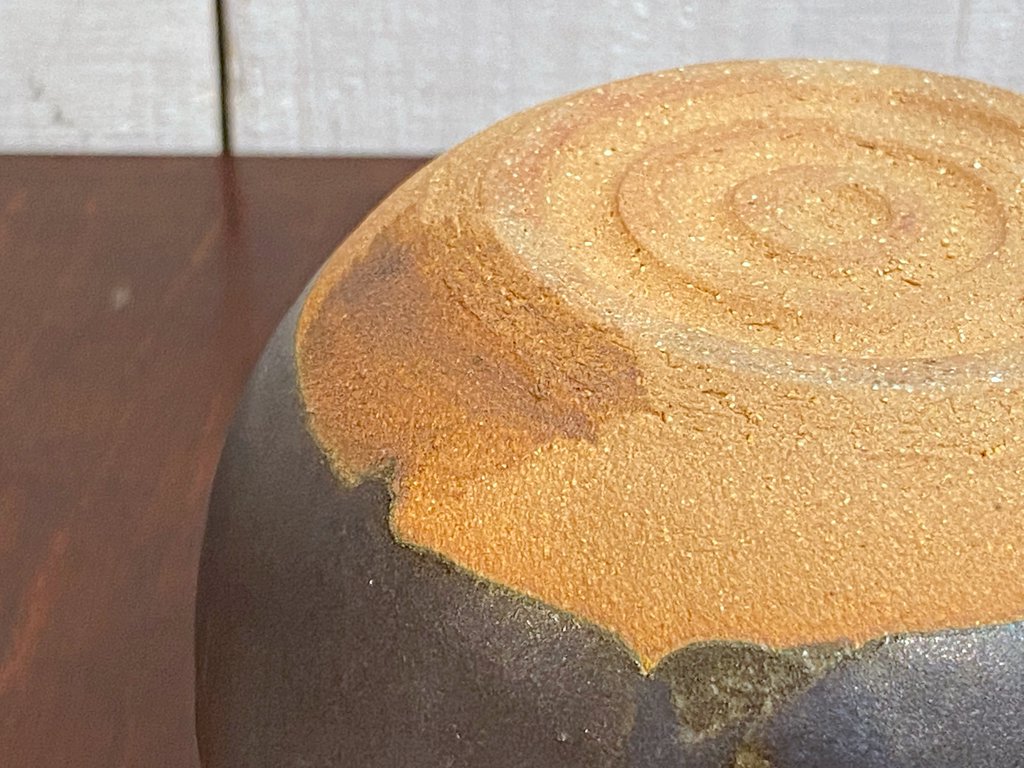 馬場勝文 ミルクパン 黒釉 チーク材取っ手 陶器 ■