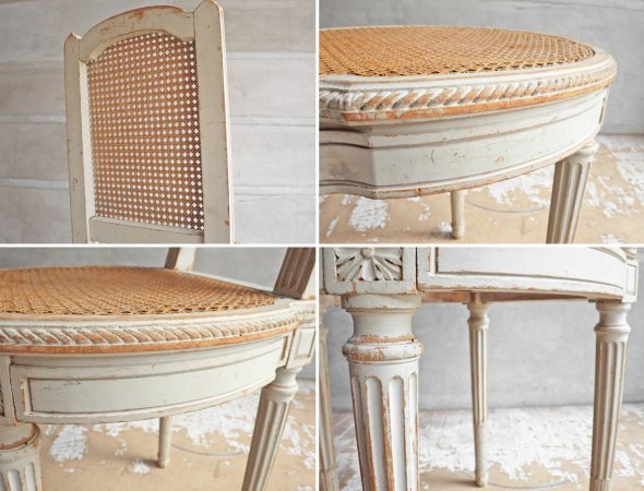 シャビーシック Shabby Chic 籐編み ラタン ホワイト ダイニングチェア ビンテージ ♪