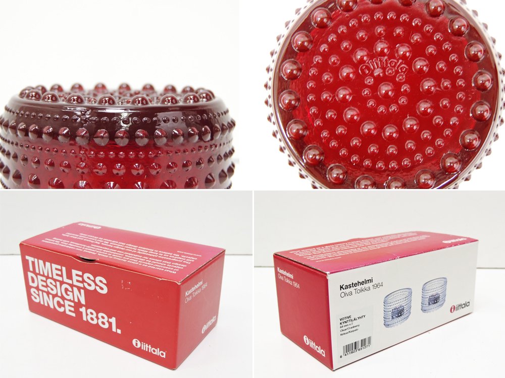 イッタラ iittala カステヘルミ Kastehelmi ボティーブ VOTIVE キャンドルホルダー クランベリー レッド 箱付 オイバ・トイッカ Oiva Toikka フィンランド 北欧 ●