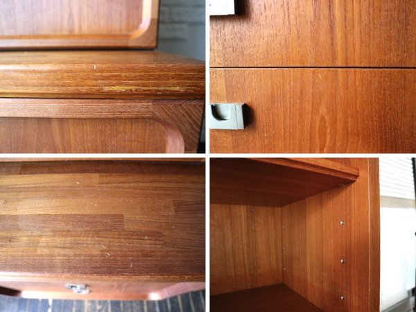 日田工芸 Hita Craft ミャンマーチークウッド 食器棚 スリム カップボード キャビネット 70’s ビンテージ ミッドセンチュリー 北欧スタイル ◎