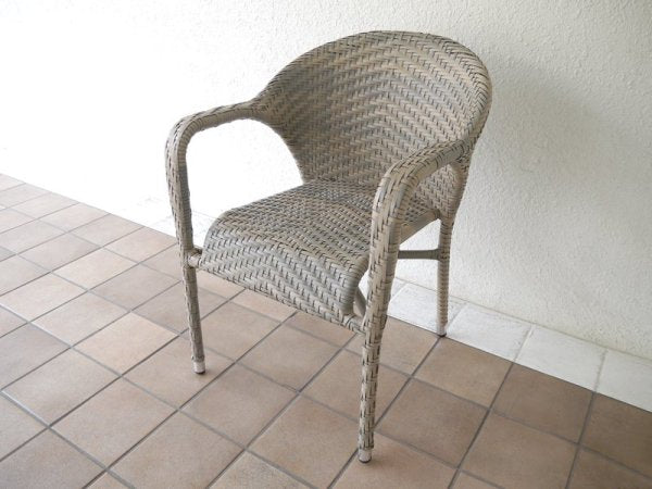 ダルトン Dulton ウィービングテーブル & ウィービングチェア = 2点セット グッドコンディション 参考価格¥51,700- カフェ アウトドア 店舗什器 フレンチモダン 屋外可 ◇