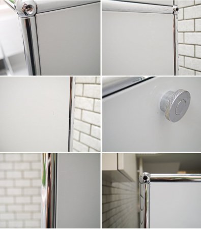 ユーエスエムハラー USM Haller モジュラーファニチャー ハラーシステム キャビネット 1列3段 ドロップダウンドア ドロワー ライトグレー ■