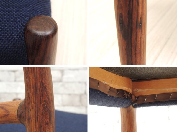 J.L.モラー J.L.Mollers ビンテージ ダイニングチェア No.83 ローズウッド無垢材 ネイビー 北欧家具 デンマーク 名作 A ●
