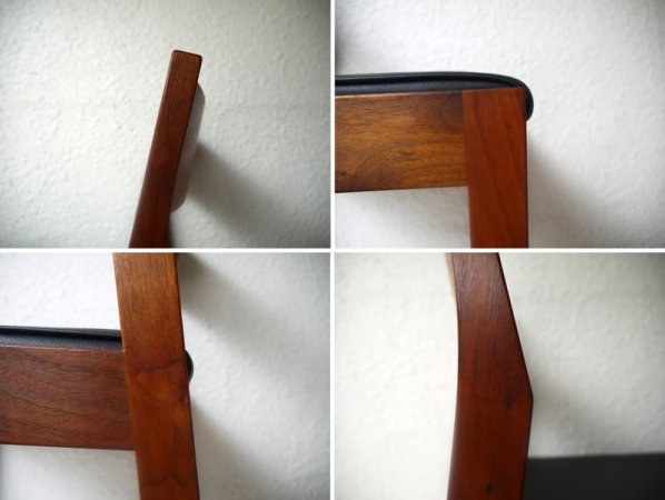 マスターウォール Master Wal ラテ LATTE ローチェア × 2脚セット 無垢ウォールナット × PVCレザー 黒 状態良好 定価¥92,400- ダイニングチェア ◇