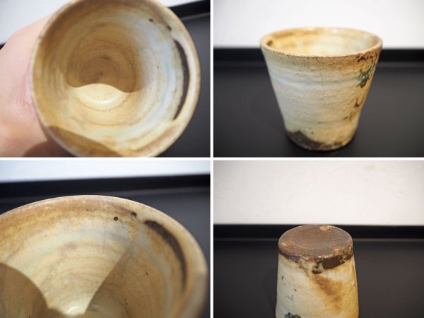 伊藤 聡信 いとう あきのぶ 印判 粉引 猪口 ぐい吞み 湯呑み コップ 一輪 フラワーモチーフ 人気陶芸作家 ★