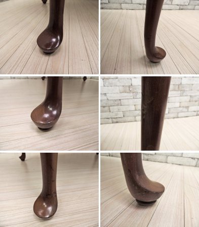 イーセンアーレン ETHAN ALLEN ダイニングテーブル オーバル EX 伸長式 猫脚 テーブルカバー付き ●