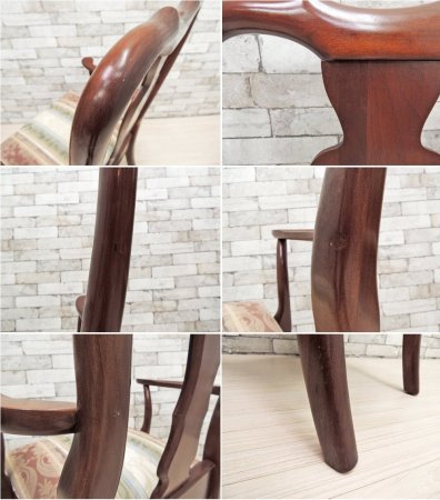 イーセンアーレン Ethan Allen アーム付き ダイニングチェア クイーンアン様式 クラシカルデザイン 2脚セット ●
