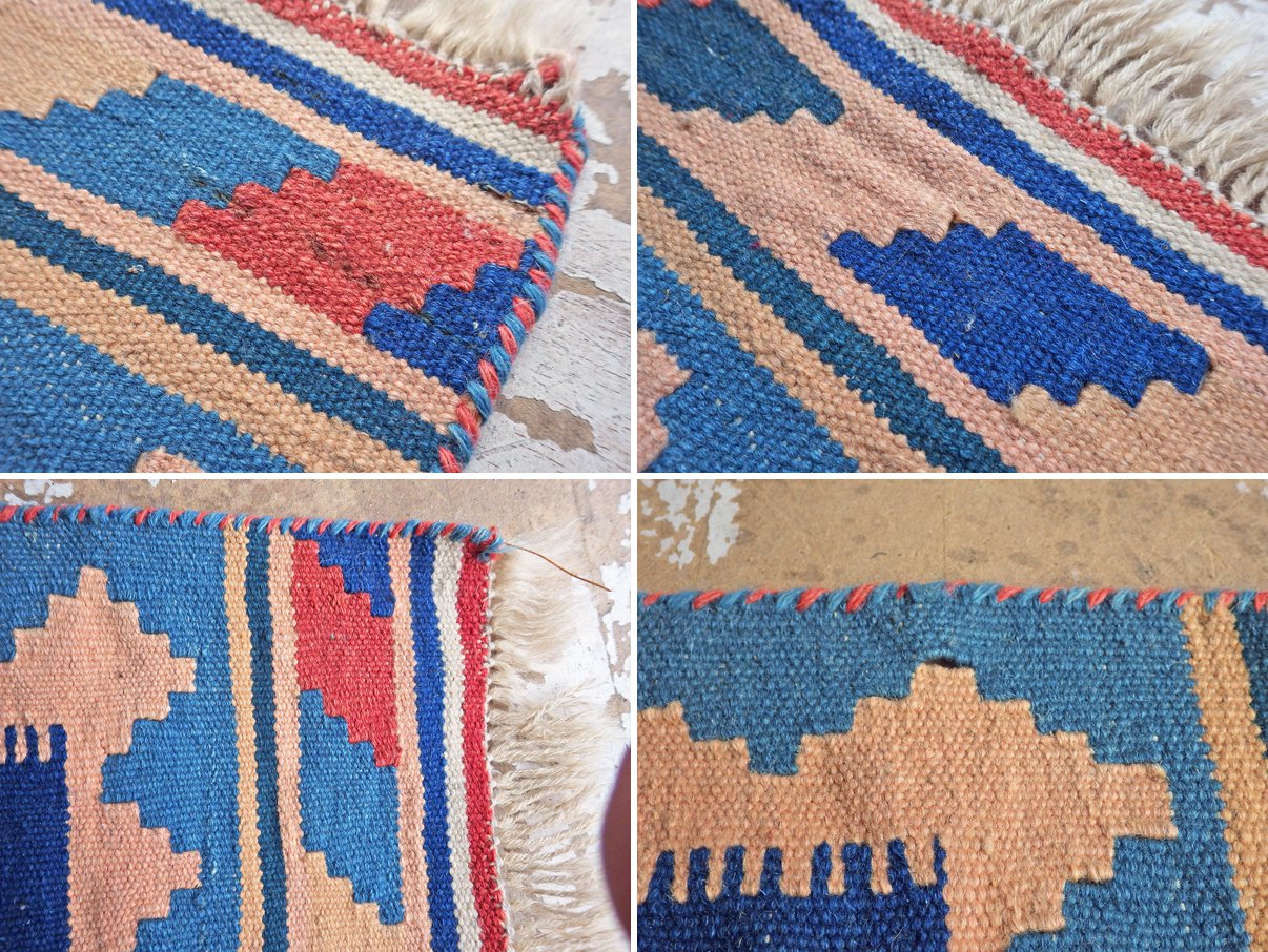ビンテージ vintage キリム ラグ 幾何学模様 W92 × D57cm ♪