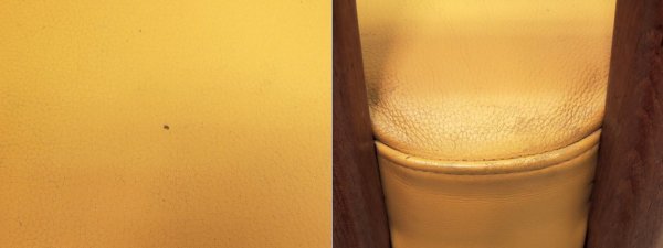 BC工房 こぶりチャウチャウ椅子 ラウンジチェア チーク無垢材 本革 クリーム色 ●