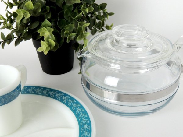 オールドパイレックス OLD PYREX コーニング社 Corning フレームウェア FLAMEWARE 8446 ティーポット 6cup ガラス 1952年~1979年頃 ●