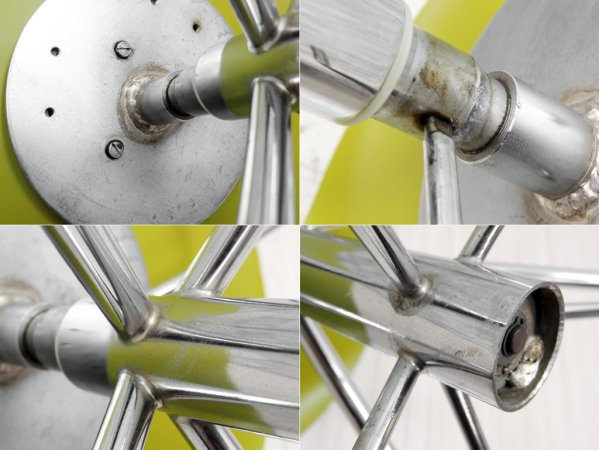 フリッツハンセン Fritz Hansen セブンチェア 昇降機能&キャスターベース 80'sビンテージ ライムグリーン系カラー リペイント アルネ・ヤコブセン デンマーク 北欧家具 A ●