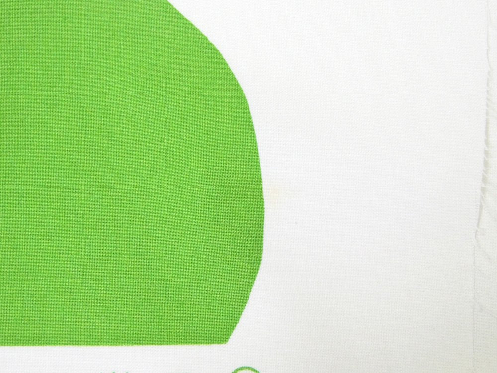 マリメッコ marimekko ロッキ LOKKI ホワイト×グリーン ビンテージ ファブリック 生地 115×144cm マイヤ・イソラ 北欧雑貨 ●