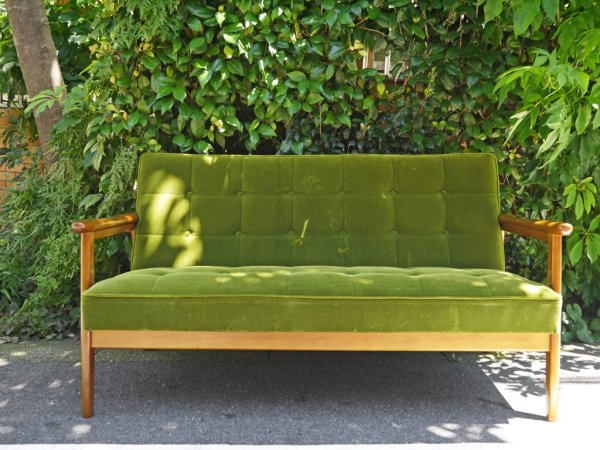 カリモク60 karimoku60 Kチェア 2シーター ソファ モケットグリーン 60's ジャパニーズミッドセンチュリー ■
