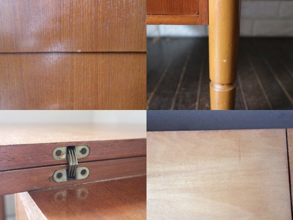 80’s 北欧ビンテージ チーク材 ソーイングテーブル ワークテーブル デスク 伸長式 希少 ◎