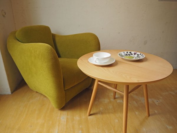 イデー IDEE アーオ テーブル AO TABLE ナチュラル アッシュ材 円形 ローテーブル 定価¥46,200- 岡嶌要 ★