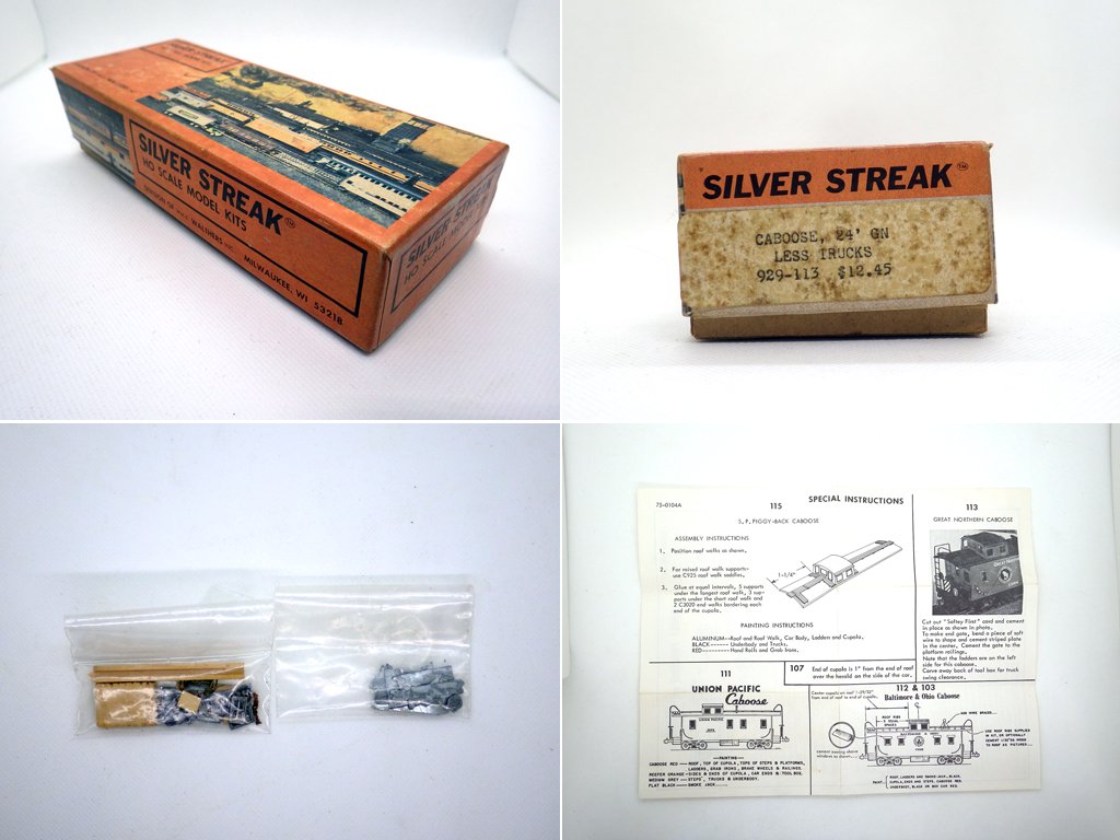 DIVISION OF WM.K. WALTHERS INC. SILVER STREAK MODEL KITS 929-113 LESS TRUCKS X 204 HO ゲージ 箱付き ♪
