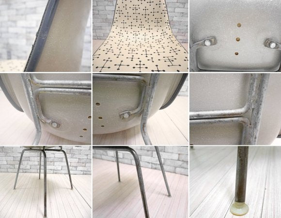 ハーマンミラー Herman Miller サイドシェルチェア ダイニングチェア C&R.イームズ Charles&Ray Eames アプホルスター スモールドット 2nd Hベース ●