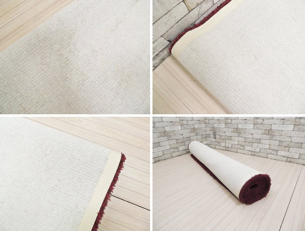 オリエンタルカーペット Oriental Carpet Mills シャギーラグ ワインレッド 145×245cm 羊毛100% 山形緞通 ●