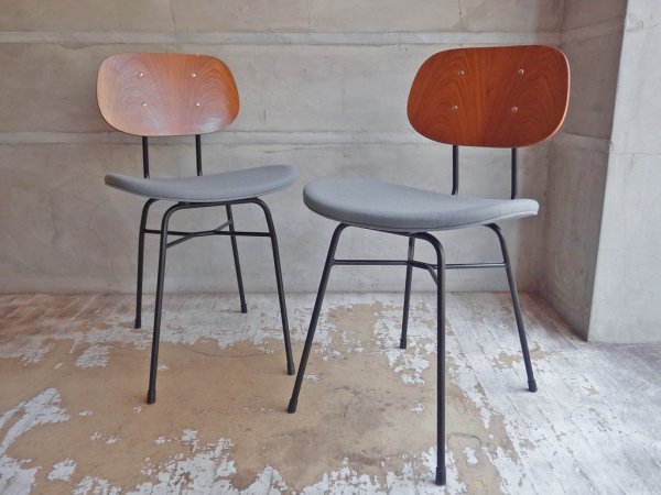 グラフ graf プランクトンチェア Plankton chair ダイニングチェア ポルトグレー チーク材 スチール脚 ファブリックシート インダストリアルデザイン A ♪