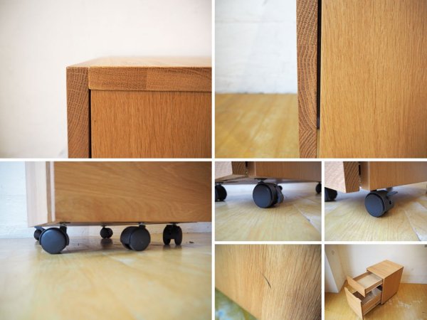 無印良品 MUJI オーク無垢材 デスクキャビネット デスクワゴン デスク袖 サイドキャビネット 仕切り板未使用 D ★