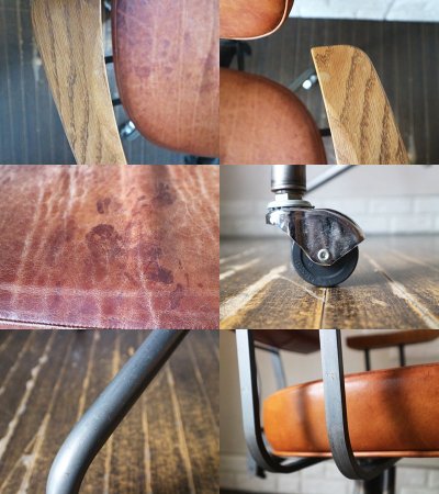 トラックファニチャー TRUCK FURNITURE デスクワークチェア DESKWORK CHAIR ARM 本革 スチールフレーム スタッズ デスクチェア ◎