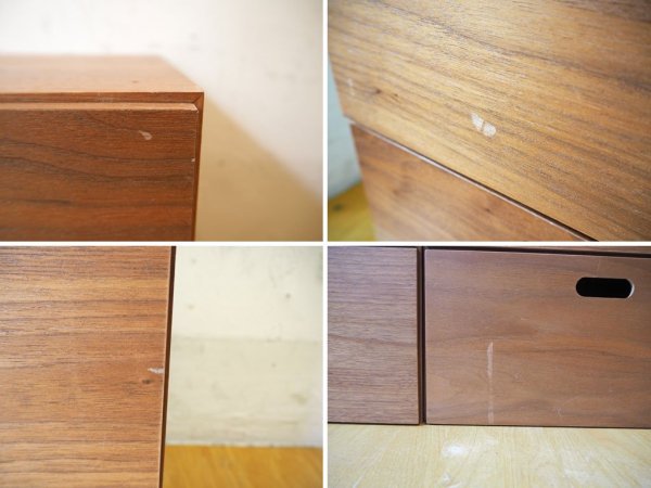 無印良品 MUJI スタッキングパーツ チェスト ウォールナット 抽斗2段×4 + 抽斗4個×2 4点セット 小引き出し ミニ収納 ★
