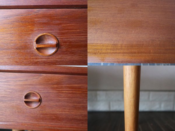 北欧 ビンテージ ローチェスト チーク材 × ビーチ材 抽斗 サイドテーブル AVボード デンマーク ◎