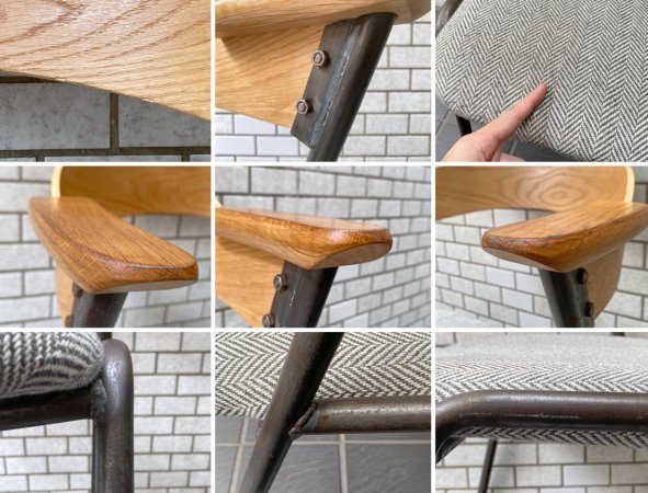 アデペシュ a.depeche ダニス danis ショートアームチェア short arm chair ダイニングチェア へリンボーンチャコールグレー スチールフレーム ブルックリンスタイル A ■