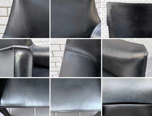 カッシーナ Cassina キャブ アームチェア 413 CAB 本革 ブラック マリオ・ベリーニ イタリア製 モダン MoMA 定価¥356,400- ■