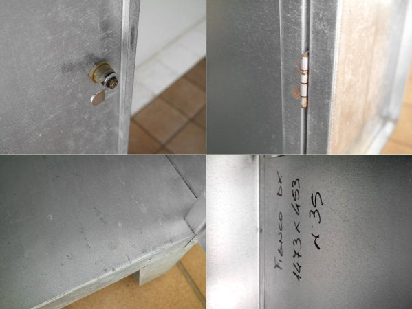 インダストリアルスタイル ブリキ製 ロッカー キャビネット 1ドア 4段 鍵付き フォブコープ購入品 収納 男前家具 ◇