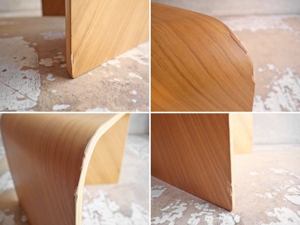 無印良品 MUJI 重なるテーブルベンチ 成型合板 オーク材 大 小 セット スツール ネストテーブル 廃盤♪