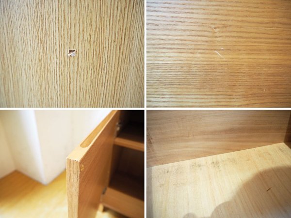 無印良品 MUJI 木製キャビネット w80cm タモ材 ブラウン 木製扉 シンプルデザイン ★