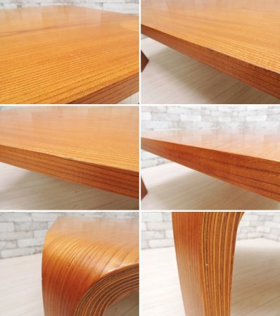 天童木工 Tendo プライウッド 座卓 ローテーブル ケヤキ材 乾三郎デザイン W106cm ●