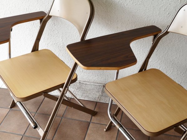 クラリン CLARIN フォールディングチェア with デスク ウッドシート 折り畳み椅子 US 米国 P.F.S 取扱 A ◇