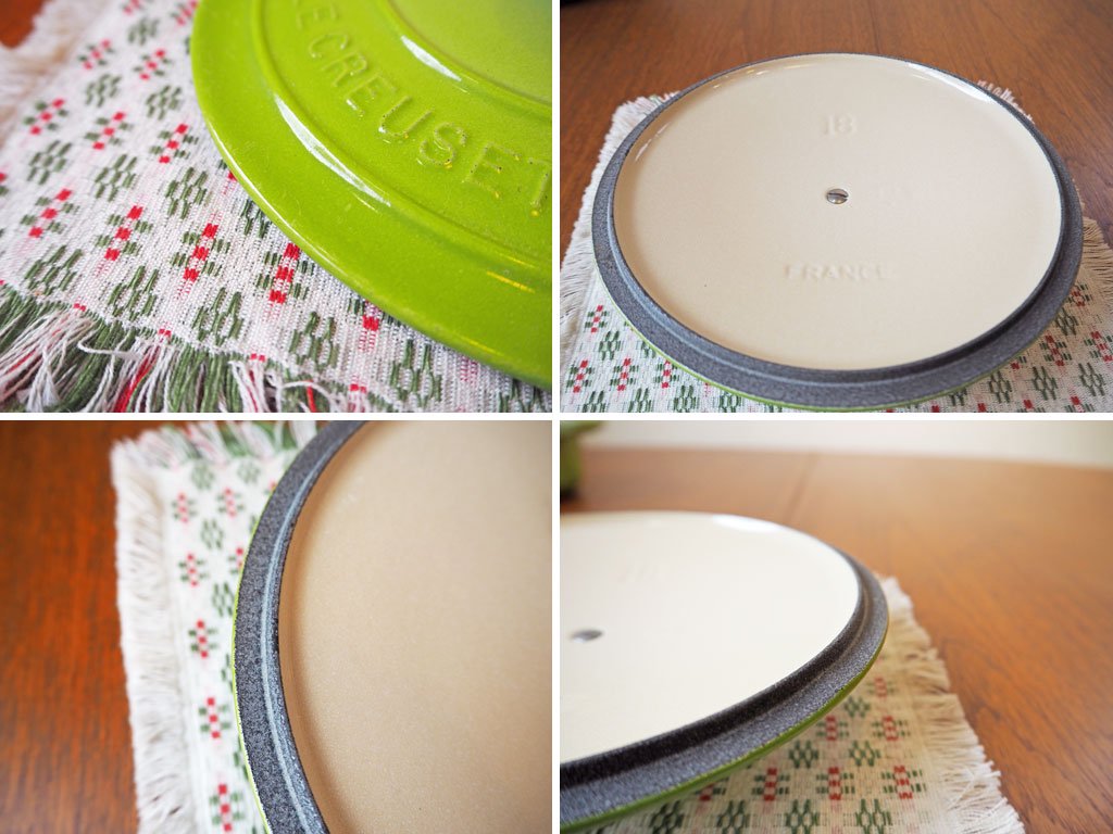 ルクルーゼ LECREUSET ココット・ロンド 両手鍋 フルーツグリーン) 18cm 鋳物ホーロー鍋 廃盤カラー 参考価格:¥27,000- フランス ★