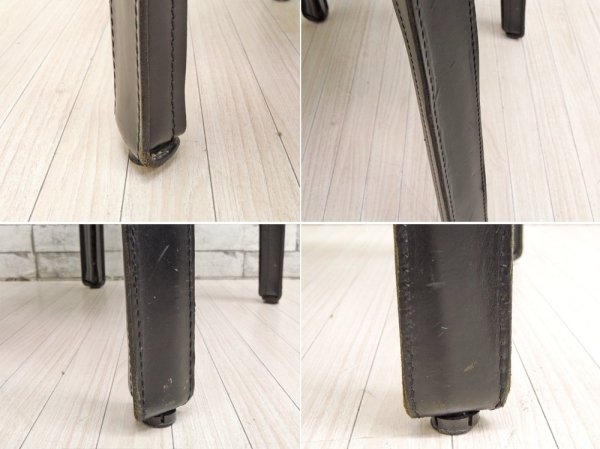 カッシーナ Cassina キャブアームレスチェア #412 CAB 最高級本革 ブラック マリオ・ベリーニ MoMA 永久展示品 イタリアモダン 定価217,800円 A ●