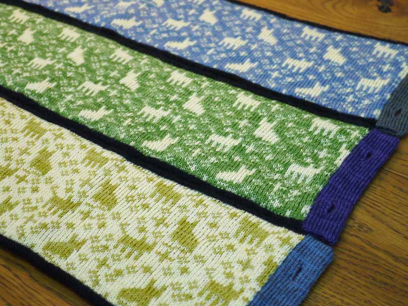 紀編物製作 ハンドメイド ニット編み工房 ボタン付きえりまき 猫 黄色 新品 ●