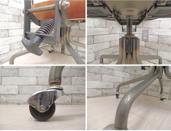 トラックファニチャー TRUCK FURNITURE デスクワークチェア DESKWORK CHAIR 本革 スチールフレーム キャスター付き C ●