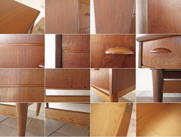 デンマークビンテージ Danish Vintage チーク材×オーク材 ハイチェスト キャビネット 抽斗6杯 北欧家具
◇