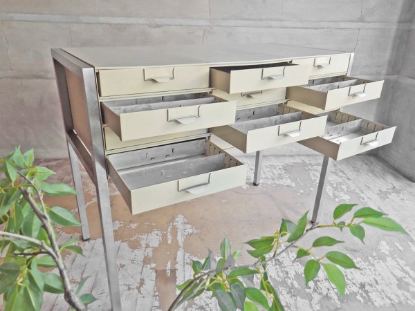 リオン LYON US ビンテージ スチールキャビネット 12ドロワー チェスト ツールボックス ワークキャビネット コンソール パシフィックファニチャー P.F.S ♪
