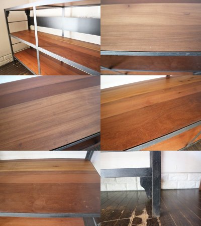 ウニコ unico ランバー LUMBER ワイドシェルフ オープンシェルフ アフリカンマホガニー材 インダストリアルデザイン W150cm 廃番 ◎