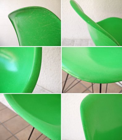 ハーマンミラー Herman Miller サイドシェルチェア 現行FRP製 1stタイプ エッフェルベース グリーン イームズ DSR ミッドセンチュリー ◇