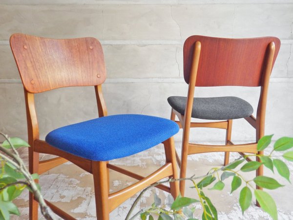 デンマークビンテージ Danish Vintage イヴ・コフォード・ラーセン Ib Kofod-Larsen ダイニングチェア チーク材 プライウッド グレー ファブリック B ♪