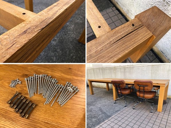 トラックファニチャー TRUCK FURNITURE オークテーブル OAK TABLE ダイニングテーブル セミオーダーメイド W320×D109.5cm 参考価格 約80万 ●