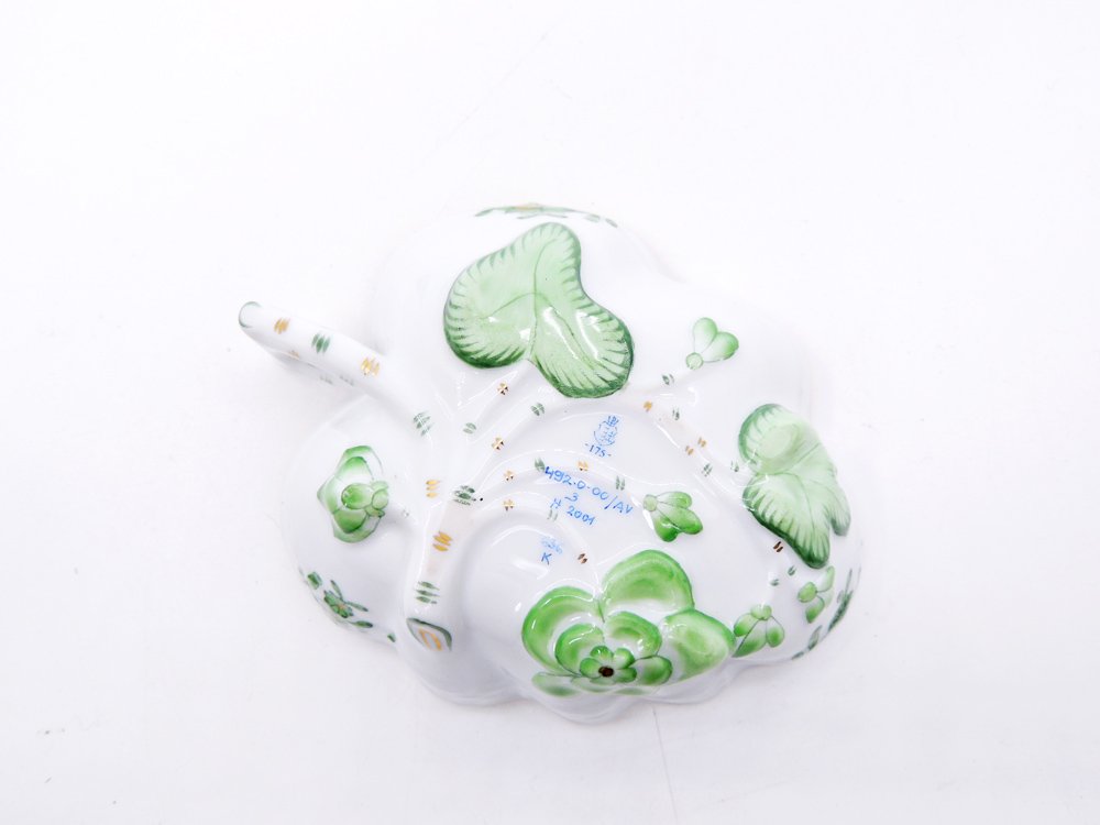 ヘレンド HEREND HVNGARY アポニーグリーン クリーマー&シュガーポット 2点セット ハンドペイント 白磁食器 ハンガリー ●