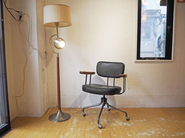 トラックファニチャー TRUCK FURNITURE デスクワーク チェア DESKWORK CHAIR 本革 レザー アイアンフレーム 昇降機能&キャスター付 ★